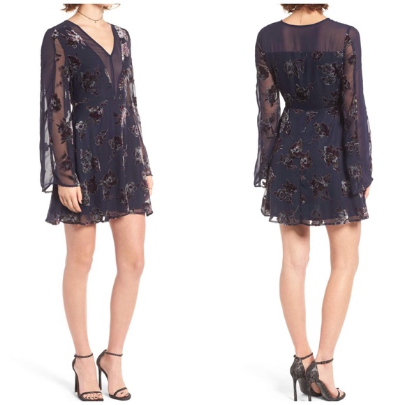 NWOT JOA Green Floral Velvet V Neck Dress - Picture 8 of 8